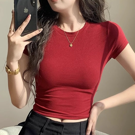 Áo Thun Nữ Babytee Basic Trơn Ôm Body Chất Tăm Cotton Nhiều Màu | BigBuy360 - bigbuy360.vn