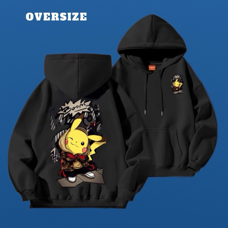Áo Hoodie Oversize Pikachu Nỉ Dày Form Rộng Unisex Có Bigsize S-4XL