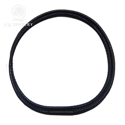 Dây da sáp bóng dây chuyền đeo cổ khóa titan đen không gỉ cao cấp - Ngọc Quý