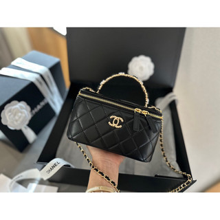 Túi xách Cốp CN quai hoa thời trang fullbox Túi quai xách Cha.nel Vanity quai hoa charm size 18cm chất da mịn fullbox
