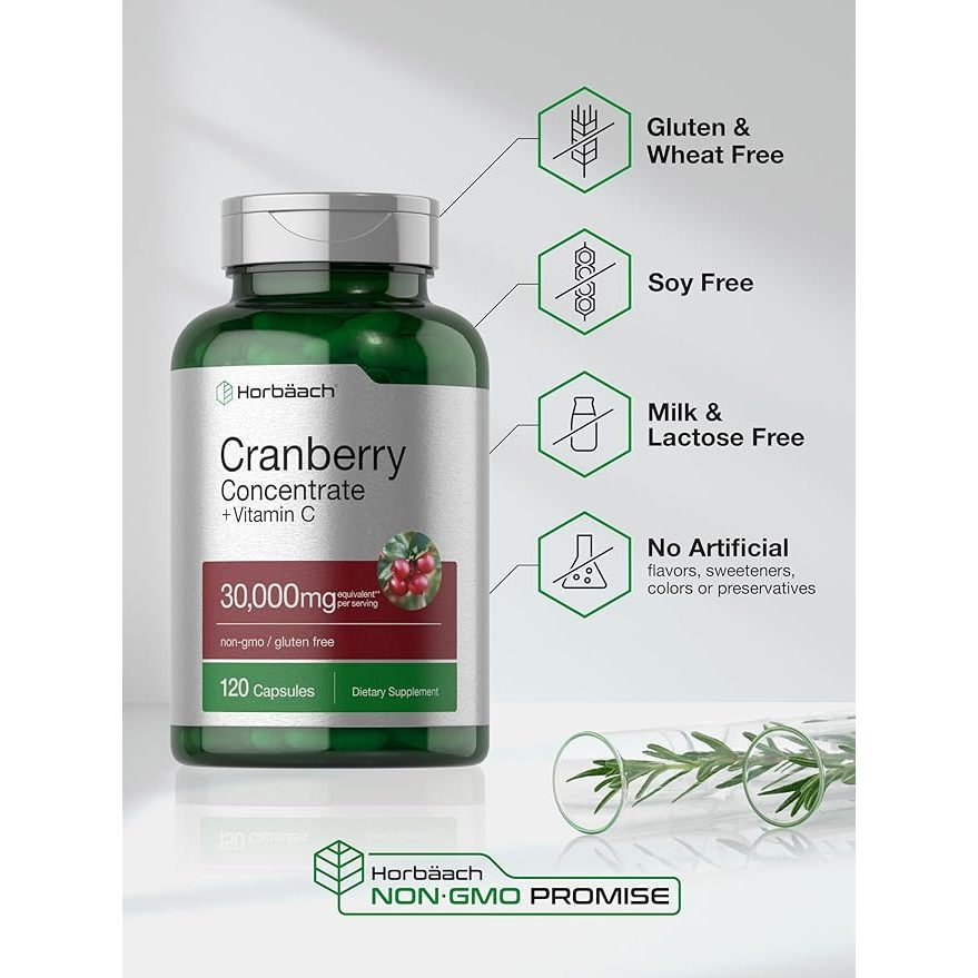 Horbaach Cranberry 30000mg + Vitamin C Viên Uống Hỗ Trợ Bàng Quang Và Tiết Niệu Khỏe Mạnh 120 Viên