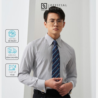 Áo sơmi nam tay măng séc kẻ sọc tăm đen chất liệu cotton chống nhăn – NOBILI SMD090