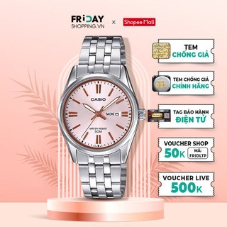 Đồng Hồ Casio Nữ LTP-1335D-4AVDF Mặt Tròn Màu Hồng Dây Kim Loại Chính Hãng
