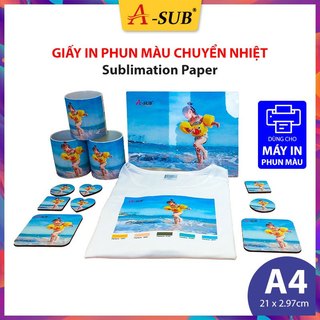 Giấy In Chuyển Nhiệt A-Sub A4 100 Tờ Sublimation Paper In Chuyển Nhiệt Trên Nhiều Vật Liệu Khác Nhau
