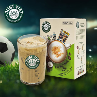 Cà Phê/Coffee Cappuccino Dừa Just Viet (HỘP) - Đúng Điệu Gu Việt - Sánh Đậm Nồng Nàn Cà Phê - HỘP 10 GÓI x 17g