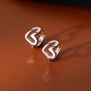  Khuyên tai nữ bông tai nữ bạc s925 vòng tròn móc trái tim rỗng KB195 