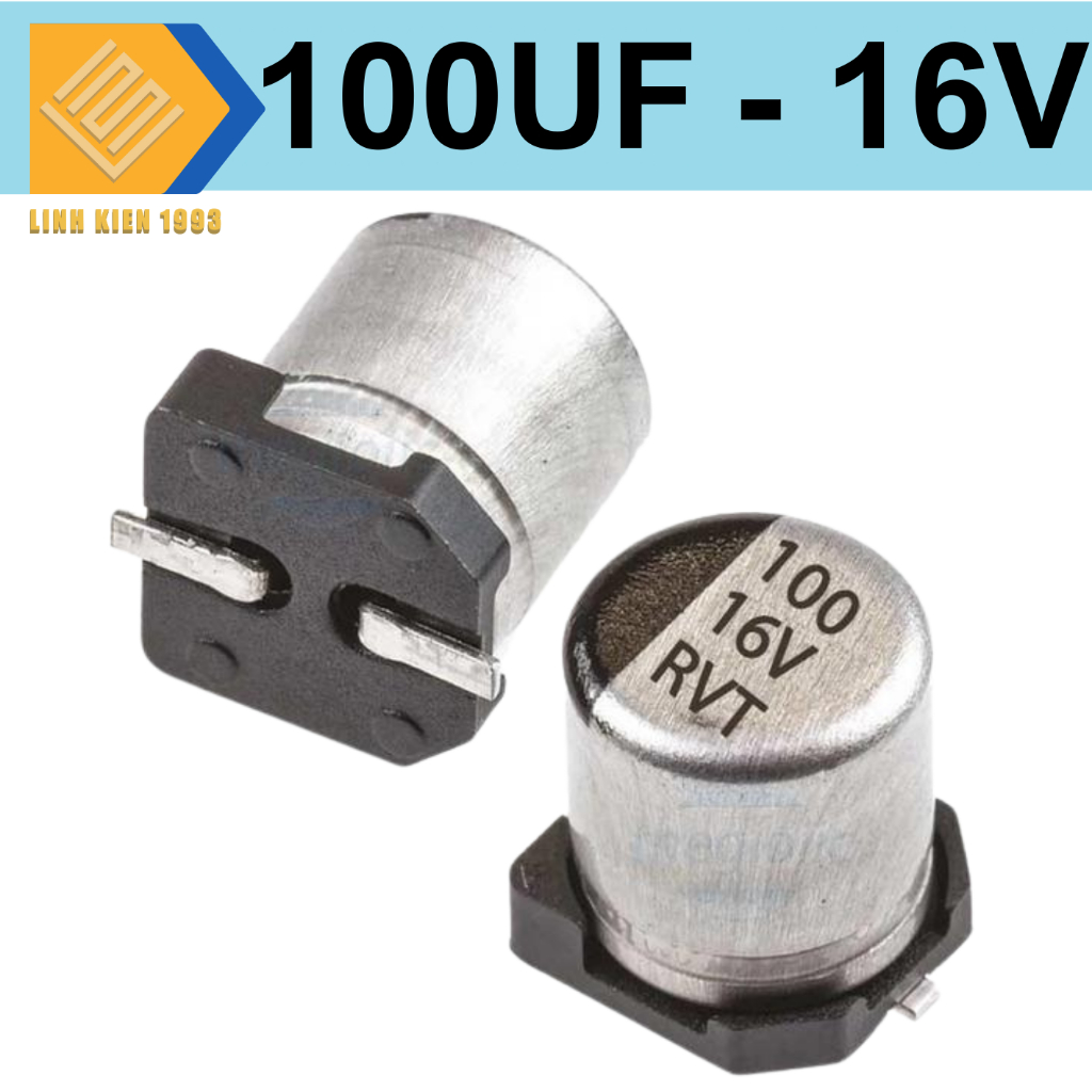 [ 5 CON ] Tụ nhôm 100uf16v chân dán SMD Capacitor