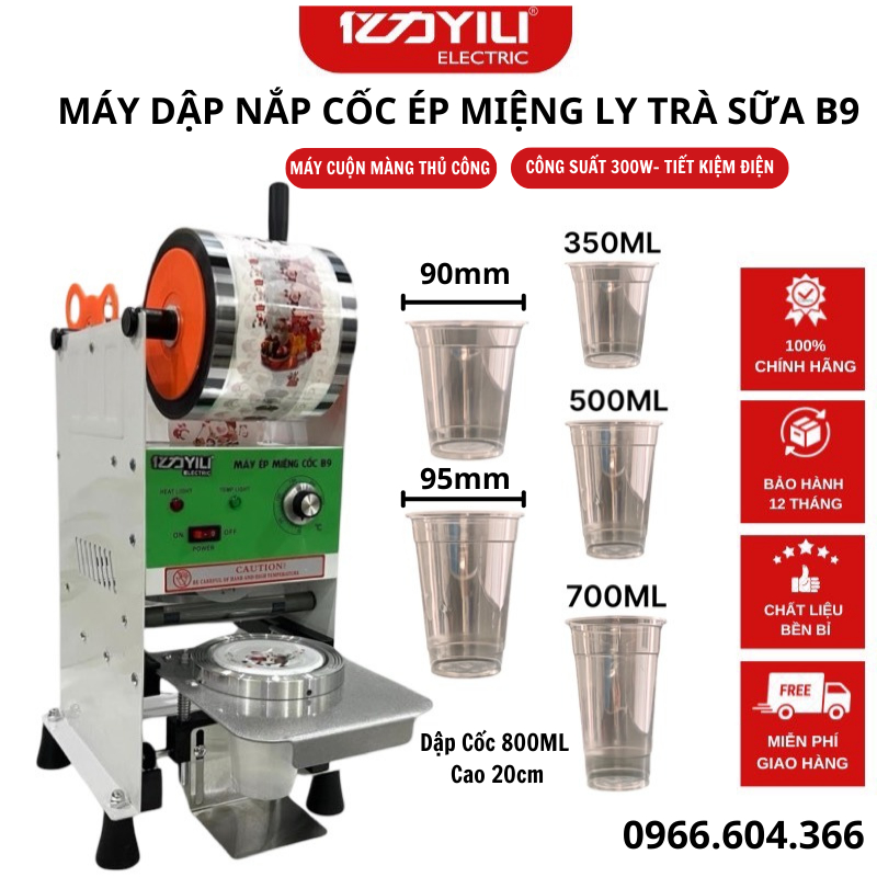 Máy dập nắp cốc ép miệng ly trà sữa YILI, Máy ép ly nhựa size cốc 350 đến 700ml. Hàng Chính Hãng Bảo Hành 12 Tháng