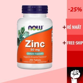 NOW ZINC [50 mg] | Vitamin Kẽm và Khoáng Chất Cho Cơ Thể  [100-250 Viên] - Chính Hãng Muscle Fitness