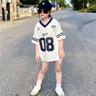 Áo Bé Gái Áo Số 08 Thể Thao Cho Bé Và Cả Gia Đình Vải Chính Phẩm Chất Liệu Cotton Loại 1 Thấm Hút Mồ Hôi Babi mama ABG05