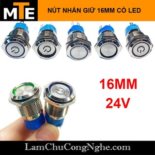Nút nhấn 16mm giữ trạng thái on/off 24v có led, chống nước