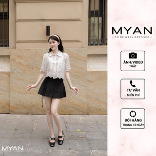 Myan design chân váy nữ trễ eo xếp ly thiết kế dây đai phong cách năng động vvn042412