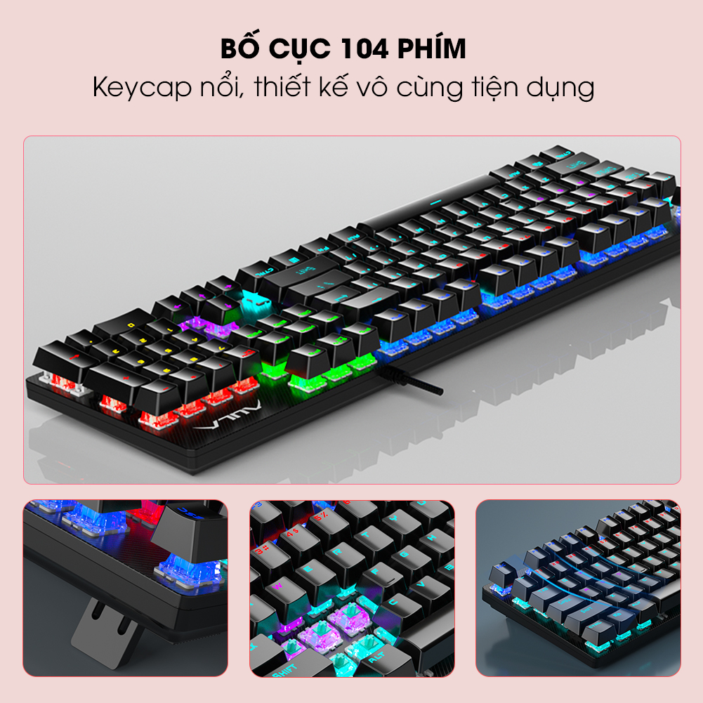 [CHÍNH HÃNG] Bàn phím cơ AULA S2022 PRO Gaming Giá rẻ FullSize Blue Switch LED nhiều chế độ | BigBuy360 - bigbuy360.vn