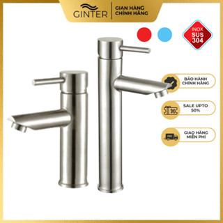  Vòi rửa mặt Lavabo nóng lạnh Inox304 cao cấp dáng tròn GINTER GT5152 Vòi bồn rửa mặt dáng cao kiểu dáng sang trọng 