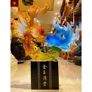 Tượng Song Ngư hiến bảo (cá đôi) phong thuỷ (cao 46, dài 35, rộng 10)