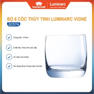 Bộ 6 cốc thủy tinh thấp luminarc vigne 310ml - g2574 | hàng chính hãng