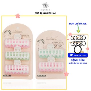 Set 3 cái lô cuốn tóc size 2cm có lô gai kèm kẹp giữ cố định quấn tóc cụp tóc xoăn mái phồng mái