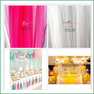 Rèm voan lưới 1,6m x 2m decor background sinh nhật meeting ( may sẵn )