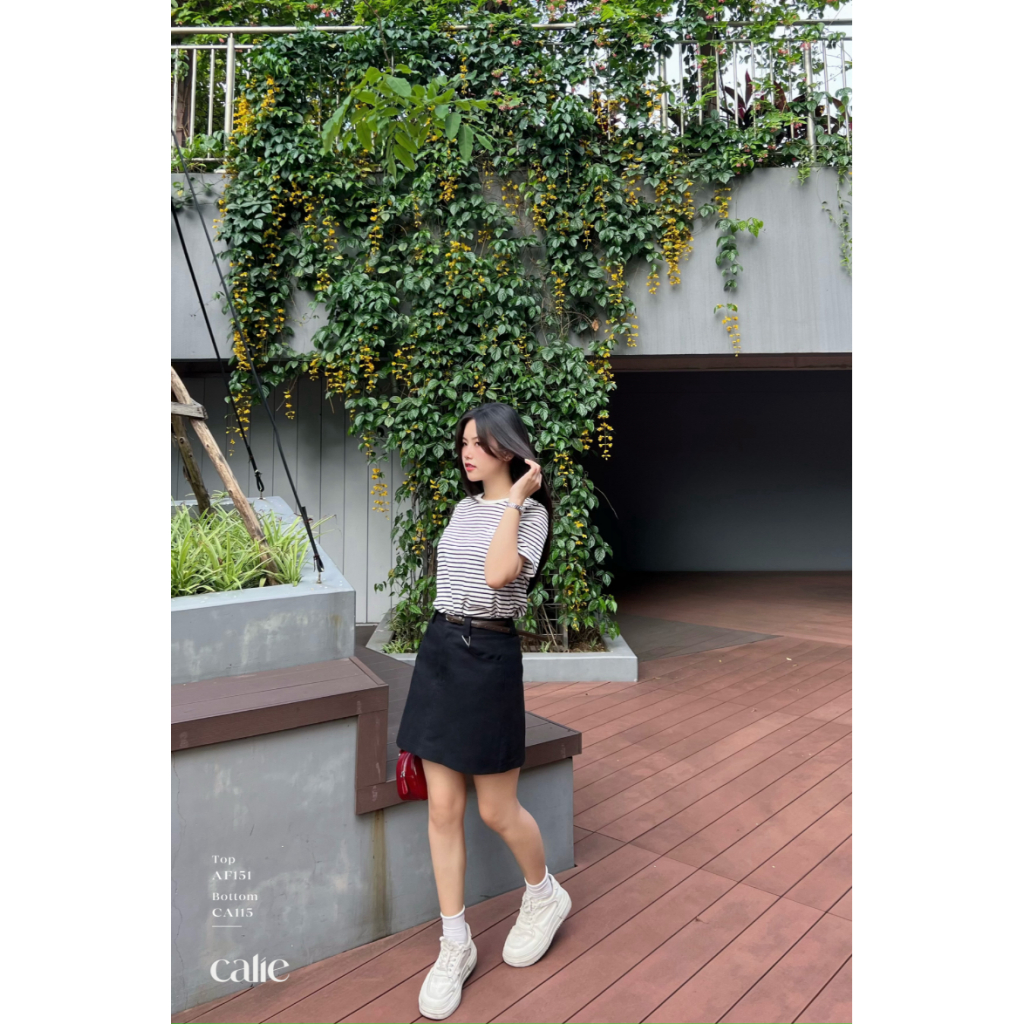 Chân váy Jean dáng A kèm belt xinh xắn thời trang Calie CA115 | BigBuy360 - bigbuy360.vn