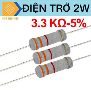 Điện trở 3.3k ohm 2w 5% 4 vòng màu, điện trở công suất