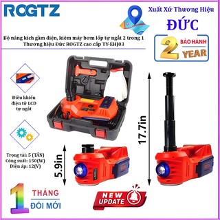 Bộ nâng kích gầm điện, kiêm máy bơm lốp tự ngắt 2 trong 1. Thương hiệu Đức ROGTZ cao cấp TY-EHJ03