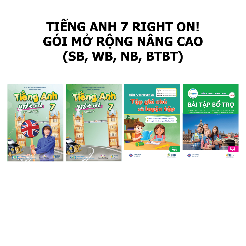 Sách - Dtpbooks - Tiếng Anh 7 Right On - Gói mở rộng nâng cao (SB, WB, NB, BTBT)