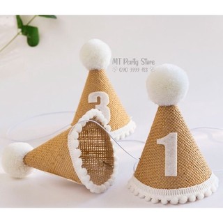 NÓN SINH NHẬT PHONG CÁCH HÀN QUỐC DỄ THƯƠNG CHO BÉ 1-2-3 TUỔI - NÓN CHẤT LIỆU CÓI CỨNG CÁP CHẮC CHẮN