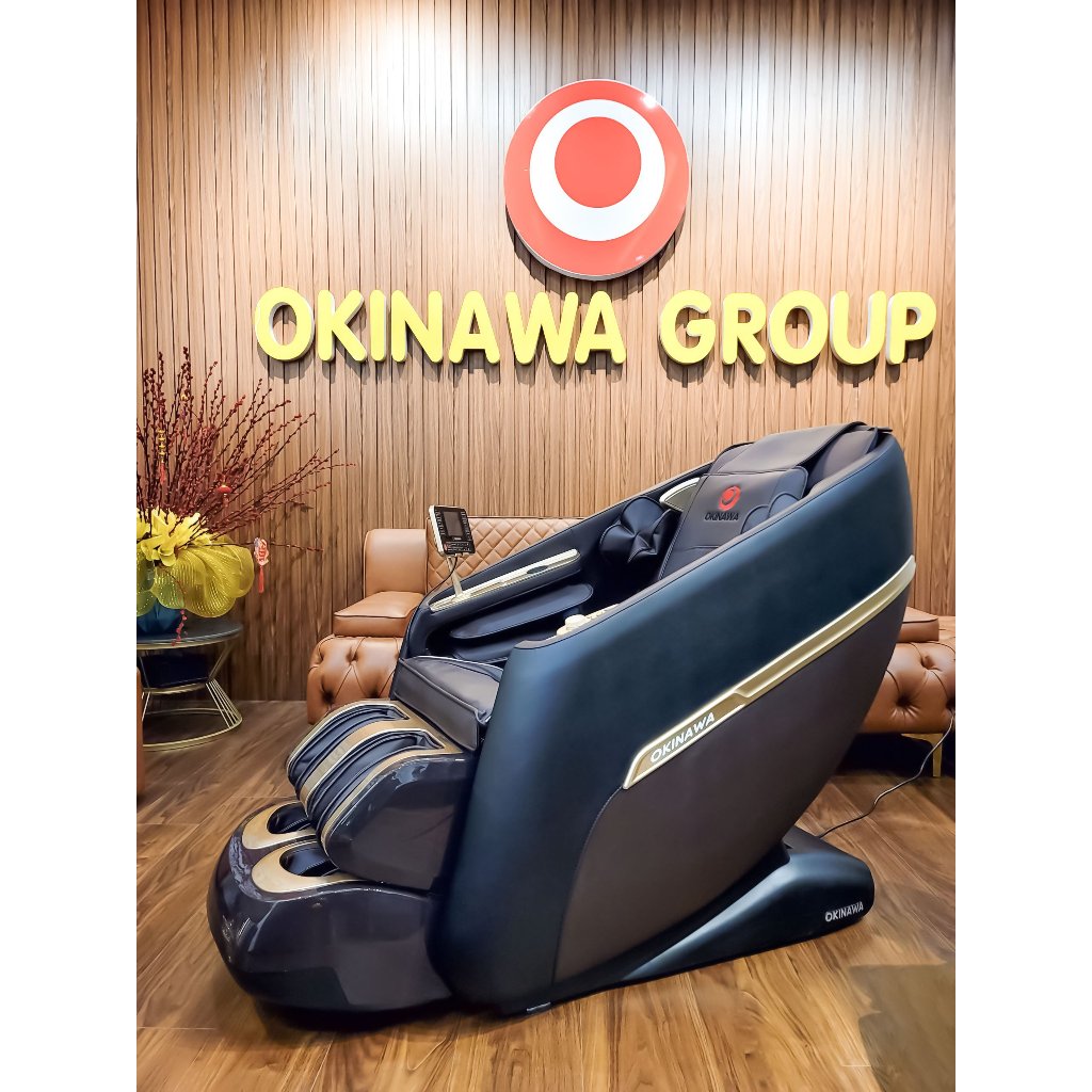 Ghế massage toàn thân cao cấp Okinawa Os - 568 chế độ kéo giãn chuyên sâu và điều khiển bằng giọng nói tiện lợi