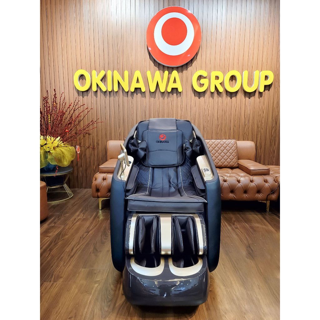 Ghế massage toàn thân cao cấp Okinawa Os - 568 chế độ kéo giãn chuyên sâu và điều khiển bằng giọng nói tiện lợi