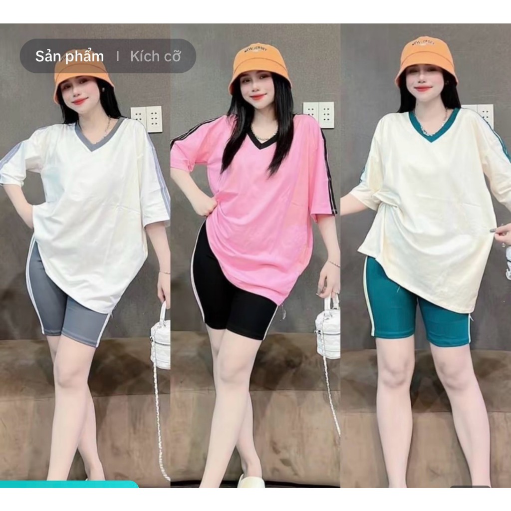 Set bộ quần ngố phối áo cổ tim phom rộng trẻ trung phong cách_SBNT_305