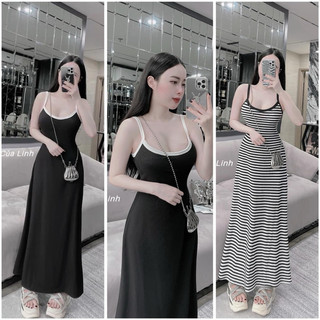 Váy Dây dáng xòe maxxi đi biển, du lịch, đi chơi , phom to rộng bầu có thể mặc thoải mái