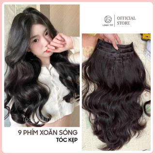 [BẢN NÂNG CẤP] Tóc giả Kẹp 9 mảnh xoăn sóng Retro tơ Hàn cao cấp | Tóc giả Linh Tít