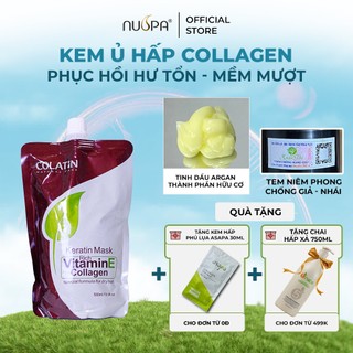 Kem ủ tóc keratin phục hồi dưỡng ẩm hấp tóc siêu mượt COLATIN Natural Care Keratin Mask Vitamin E 500ml