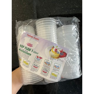 Set 50 hũ làm caramen Thanh Dung hộp nhựa làm bánh flan dung tích 60ml có nắp đậy