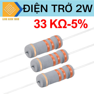Điện trở 33k ohm 2w 5% 4 vòng màu, điện trở công suất