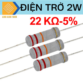 Điện trở 22k ohm 2w 5% 4 vòng màu, điện trở công suất