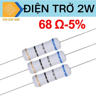 Điện trở 68 ohm 2w 5% 4 vòng màu, điện trở công suất