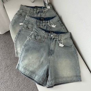Quần Short Jean THE QUAO  Nữ Lưng Cao Thêu Túi Viền Lai Màu Nhạt Bụi R2006_478