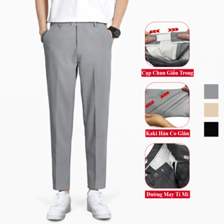 Quần Âu Nam Kaki Ống Đứng VICENZO Cao Cấp Phối Dấu Cạp Co Giãn Tinh Tế, Quần Dài Nam Kaki Dáng Trẻ Trung