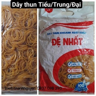 Bịch 500g Dây Thun xá màu vàng Tiểu Trung Đại đủ size cột bọc lèo, cột túi