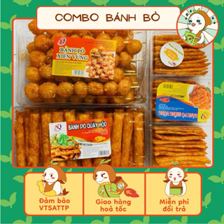 Combo 3 hộp bánh pò Huỳnh Ngọc Phát, bánh bò quẩy/ bánh bò xiên vừng/ bánh bò miếng vừng, Ăn Vặt Nhà Mầm.