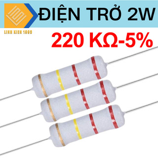 Điện trở 220k ohm 2w 5% 4 vòng màu, điện trở công suất