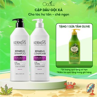 Cặp dầu gội xả cao cấp phục hồi độ bóng cho tóc hư tổn kerasys repairing hàn quốc 600ml*2