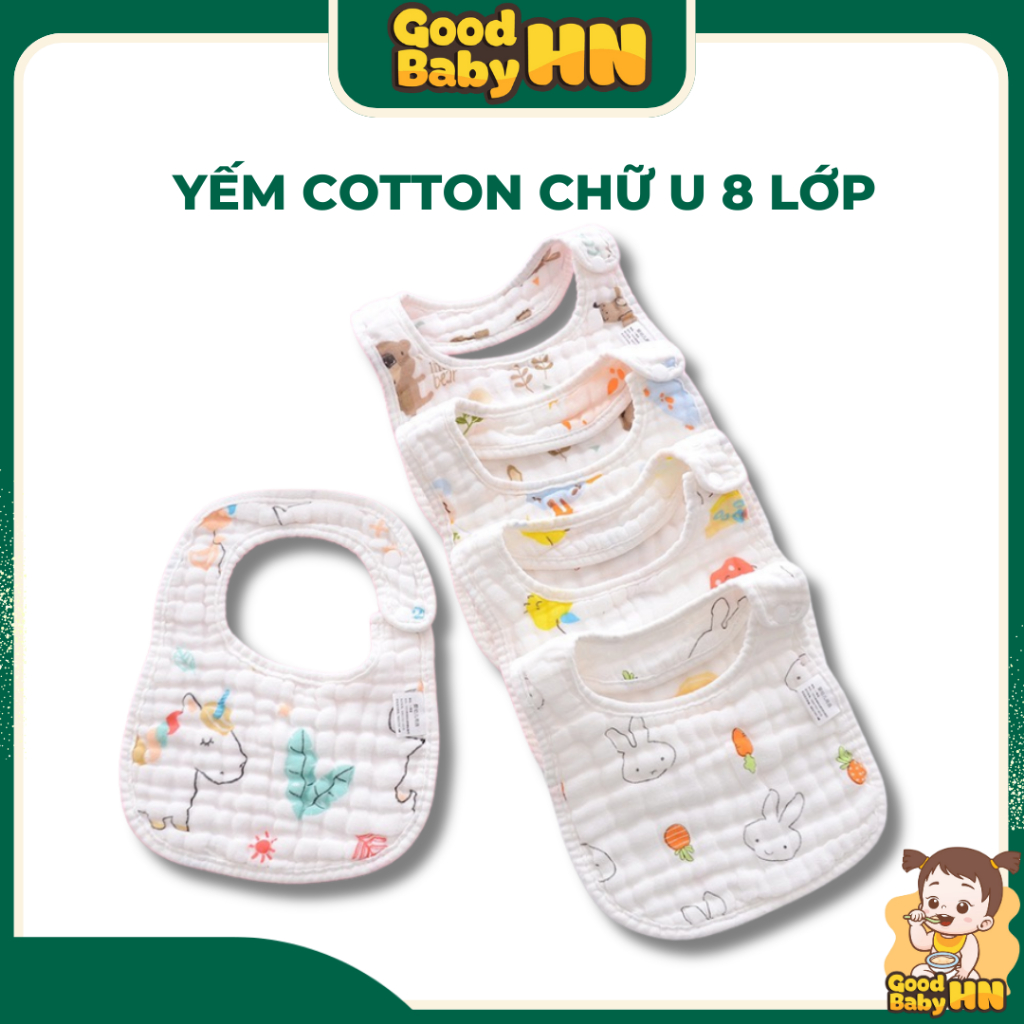 Yếm xô 8 lớp hình chữ U dành cho bé siêu mềm mịn và đáng yêu