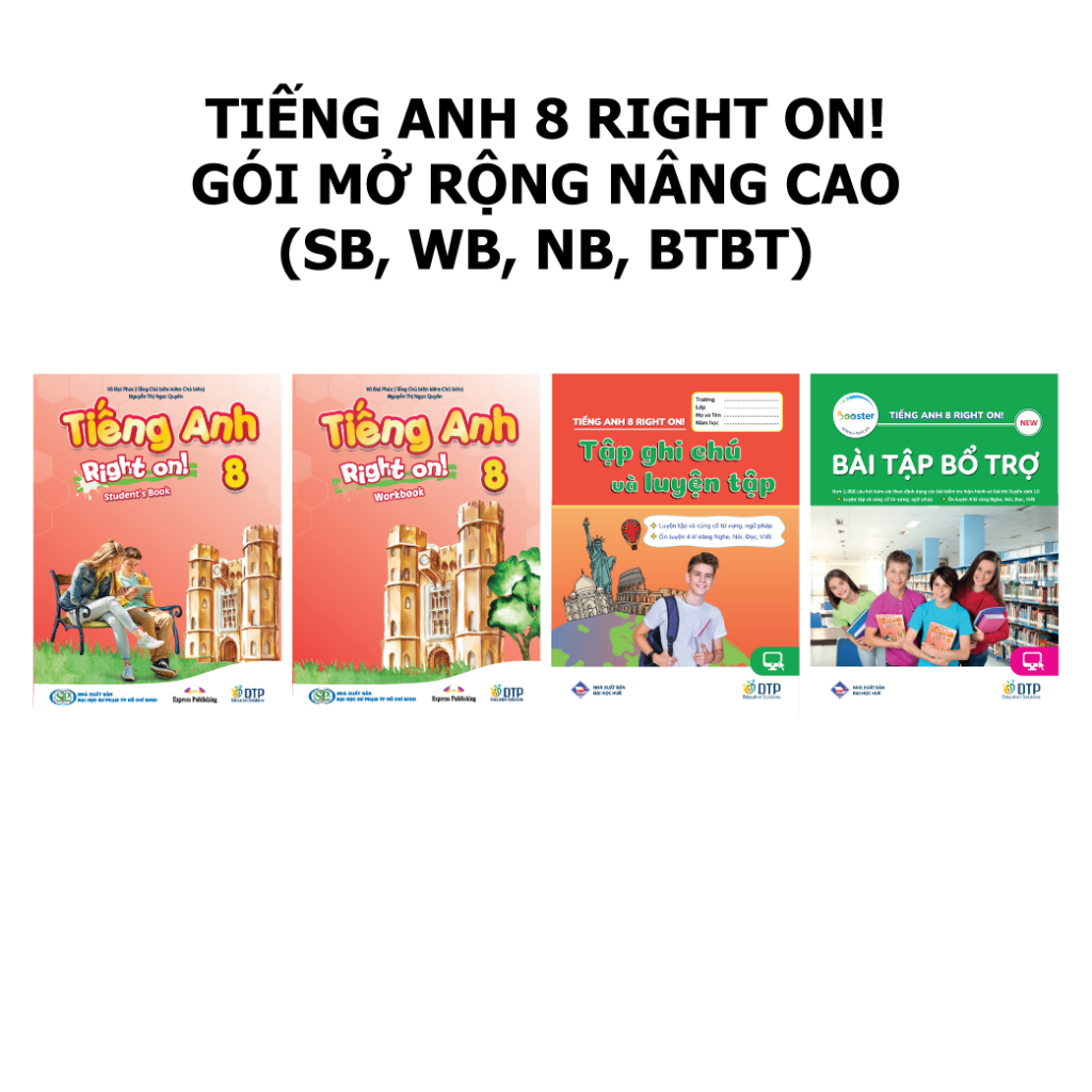 Sách - Dtpbooks - Tiếng Anh 8 Right On - Gói mở rộng nâng cao (SB, WB, NB, BTBT)