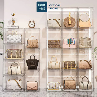 Hộp Trong Suốt Enoda Home, Hộp Trưng Bày Túi Xách, Hộp Đựng Túi Cửa Nam Châm Chống Bụi, Xếp Chồng Nhiều Tầng HTS020