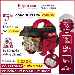 Máy Xịt Rửa Xe tăng áp Fujihome, máy phun chỉnh bơm áp lực nước cao chống giật pressure washer