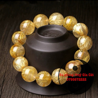 Vòng tay đá thach anh tóc vàng ánh kim 6a nhiều tóc vip trong kiểm định