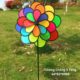 Chong chóng cầu vồng 3 tầng siêu đẹp Chong chóng 7 màu 25cm và 35cm và 50cm