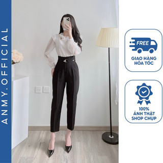 Quần tây nữ lưng cao AMY dáng baggy cạp cao siêu tôn dáng ống đứng chuẩn đẹp có khóa trước Q500